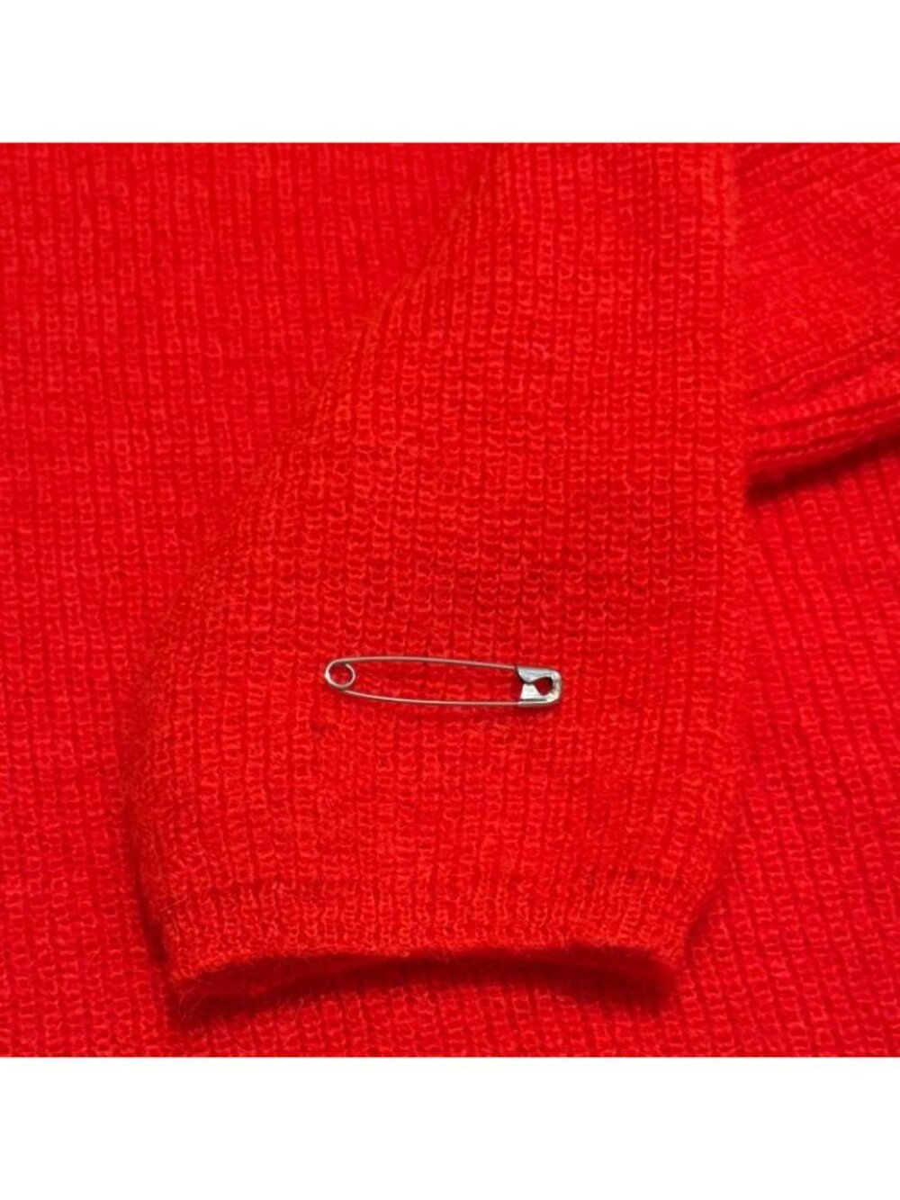 Sezane Barry Cardigan Sweater Jumper Red Reversible Mohair Alpaca FLAW Size M - Picture 7 of 14